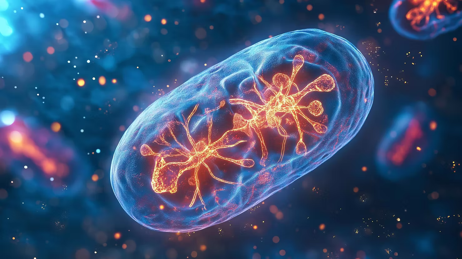 Wizualizacja mitochondrium - głównego źródła reaktywnych form tlenu i wolnych rodników w komórce człowieka